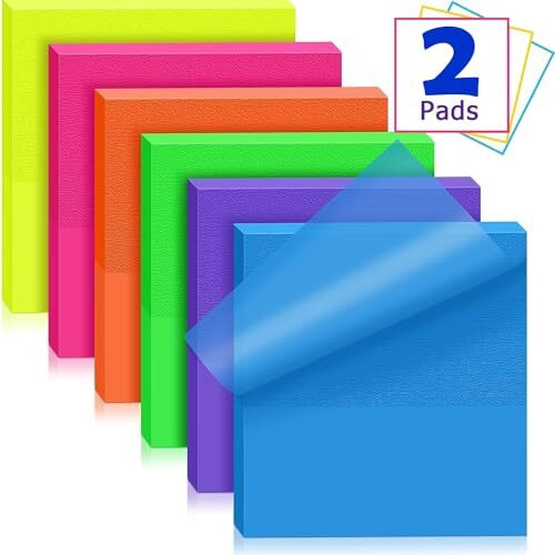 OFIXO Transparent Self-Sticky Note Pads, Clear Notes 76mm X 76mm Transparent Self Adhesive Removable Perfect for Studying and Writing, Sheet 100 Pcs (Multicolor)