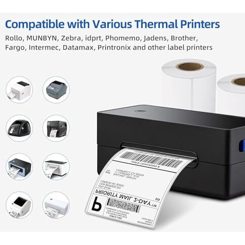 WHNOATOC 4 * 6 Thermal Shipping Labels, 400 Label,Perforated Postage, White Mailing Postage Label Thermal Paper Roll Compatible with Thermal Printer, Permanent Adhesive, Commercial Grade Pack-2