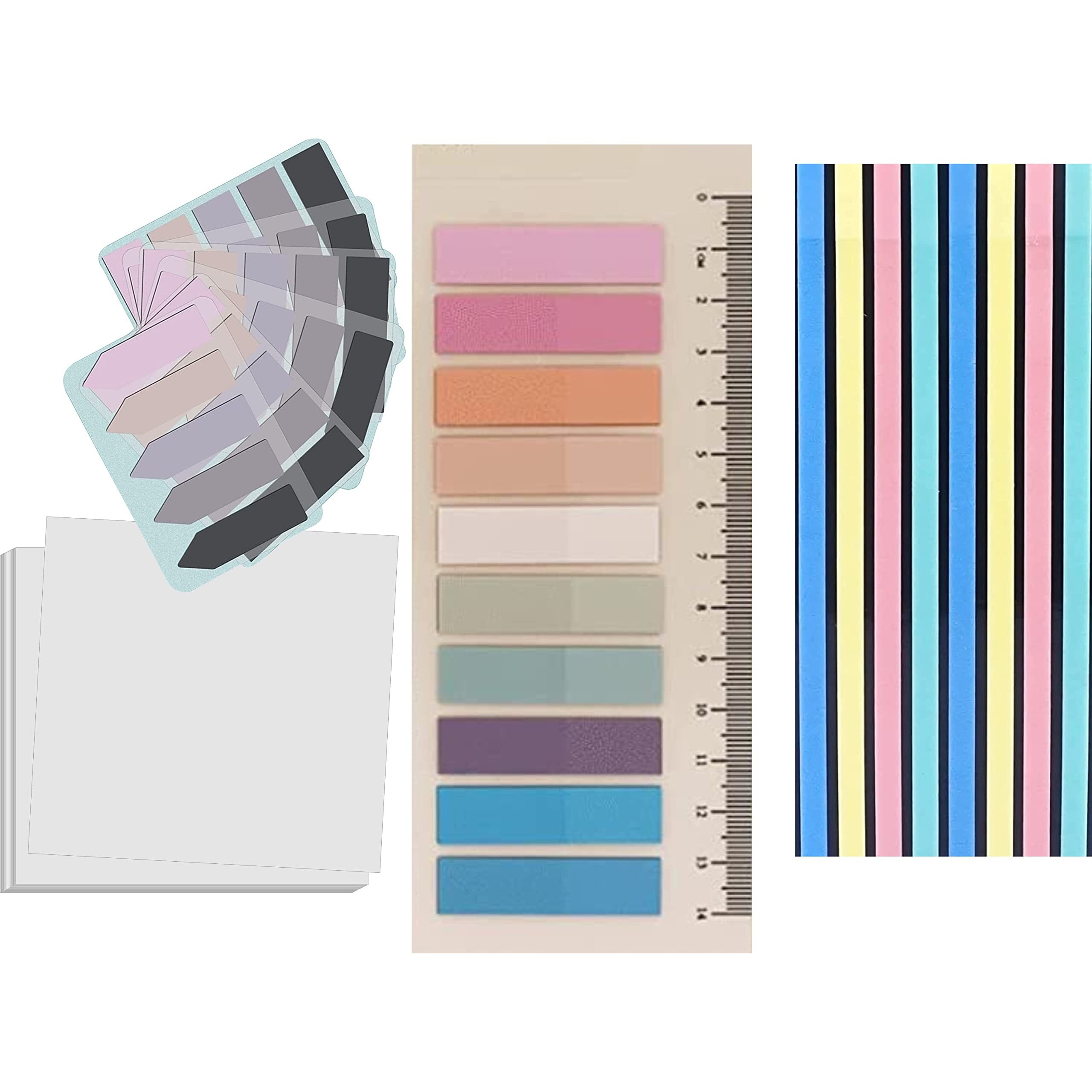 IMPRINT Morandi Rectangular Index Notes 200, 10 Colors | Arrow Flags 400, 5 Colors | Transparent Sticky Notes 3x3 Inch, 2 Packs | Highlighter Sticky Strips 160 | Total 810 Stick Notes