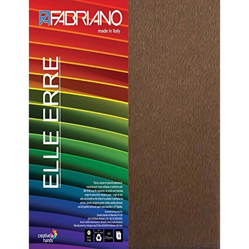 Fabriano Brustro Elle Erre Coloured Card Stock Craft Sheet Size A4, 220 Gsm.Marrone 9 Sheets (Pack of 18)