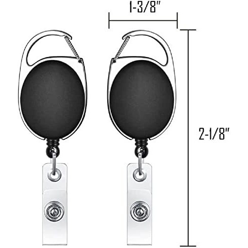 WHNOATOC Retractable Reel Oval Shape ID Card Holder YoYo Clip Resealable Waterproof Carabiner Reel Clip On ID Card Badge Holder-Pack-2 Set