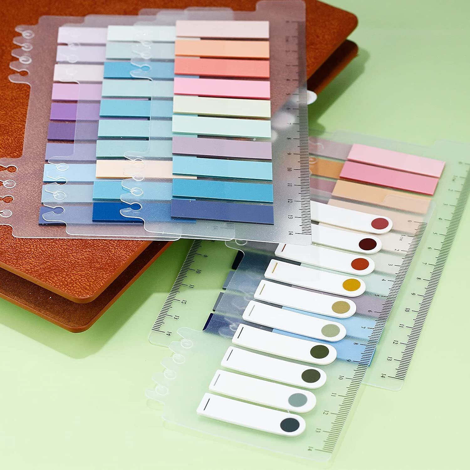 IMPRINT Sticky Tabs 1200pcs Page Markers | Morandi Color Sticky Note Tabs with Filing and Ruler | Colored Writable and Repositionable Book Flags Tabs Strip Index Tabs | Page Tabs (Soothing Color)