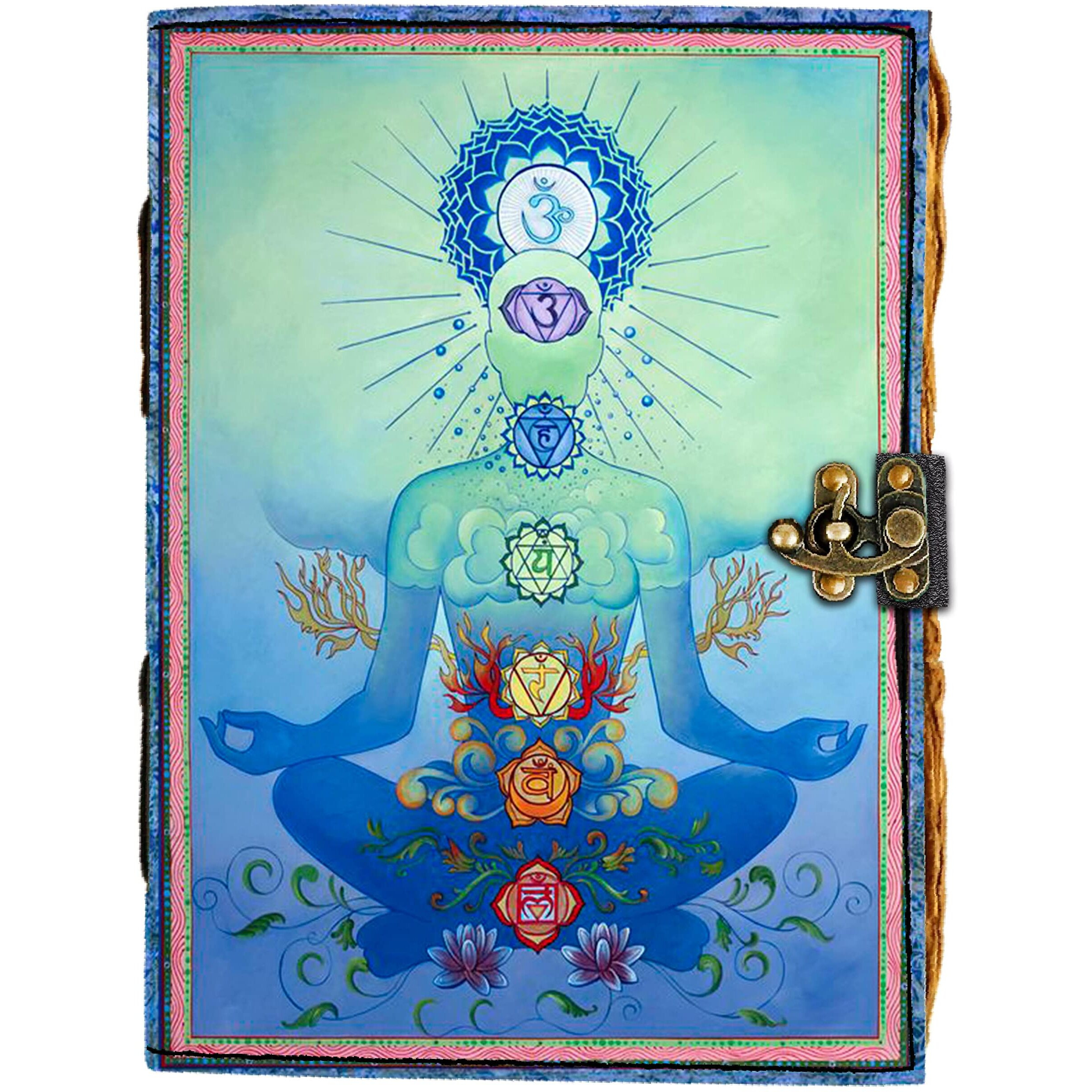 DI - KRAFT Leather Spiritual Printed Diary with 200 Unruled Vintage Paper for Office and Personal Use (7X5 Inch)