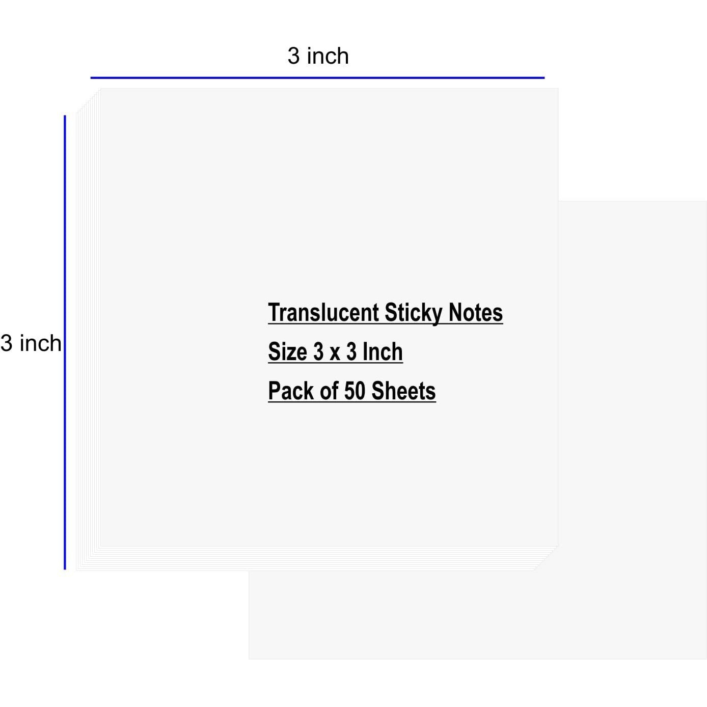 IMPRINT Transparent Sticky Notes | 3x3 Inches | 50 Sheets | 1 Pack