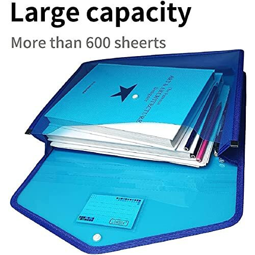 WHNOATOC Blue Pack 2 Document Holder Envelop Folder,File Storage Bag with Snap Button Transparent Plastic File for Document Certificate Holder/Document Folder for Certificate Legal Document Organizer
