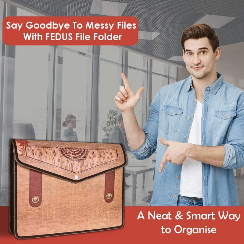 FEDUS Documents Holder Envelope Folder, Stylist Printed File Storage Bag with Snap Button Transparent Plastic File for documents Certificate File Holder/Document Folder (Pack of 1)