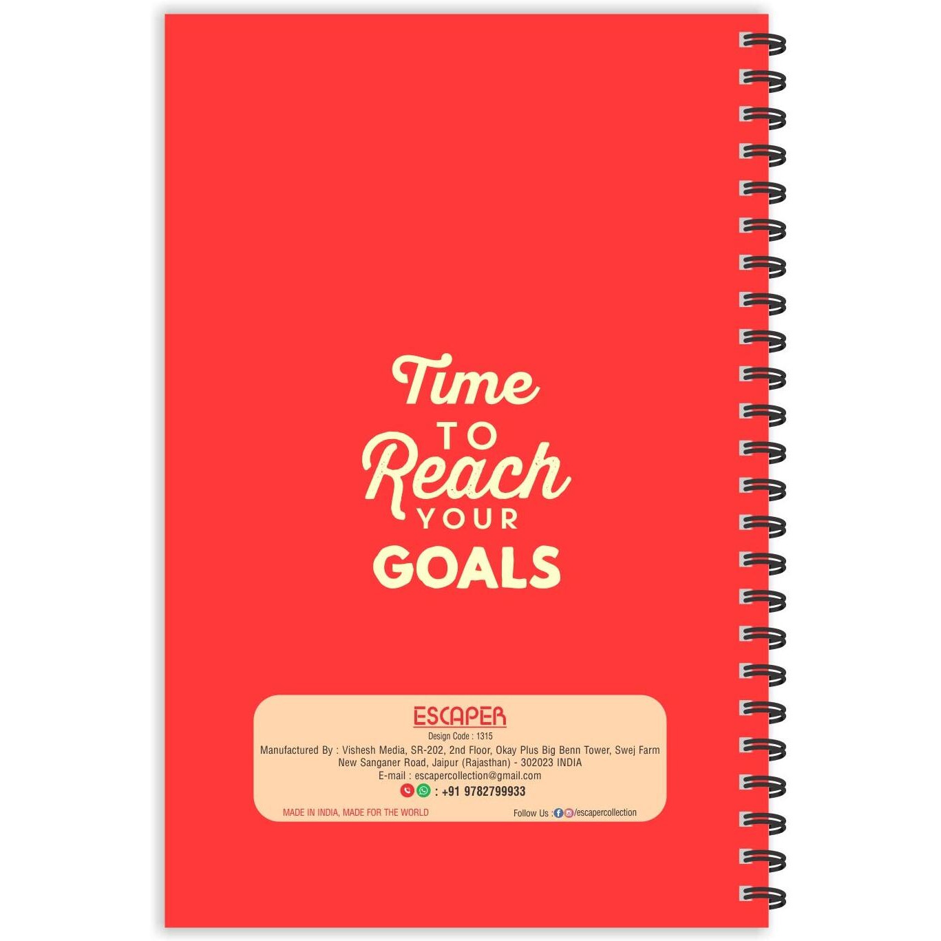 ESCAPER Reach Your Goals Ruled - A5 Size - 8.5 x 5.5 inches Designer Motivational Diary, Motivational Quotes Diary, Diary Notepad, Diary for Office, Diary for Gift
