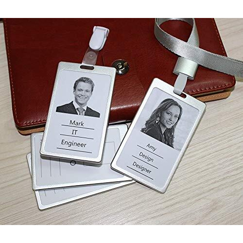 WHNOATOC id card holder for office,id card holder for women,id card holder for men stylish,Silver id card holder for school student,id card holder for office steel, office id card covers holder PACK 2