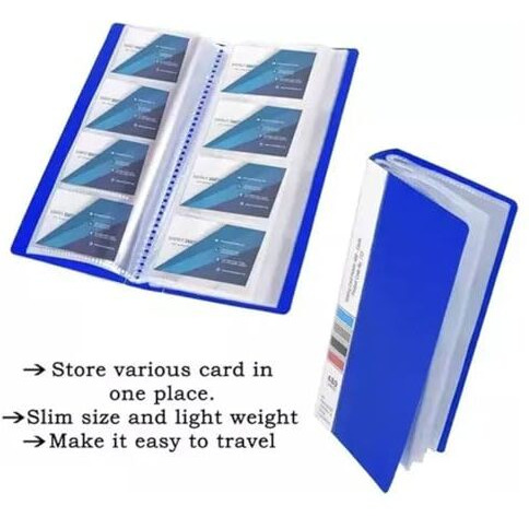 OFIXO Business Card Holder, Debit/Credit/Business/Visiting/Name Id Card Holder Book Case Organizer File 480 Card Holder (Blue - Pack of 1)