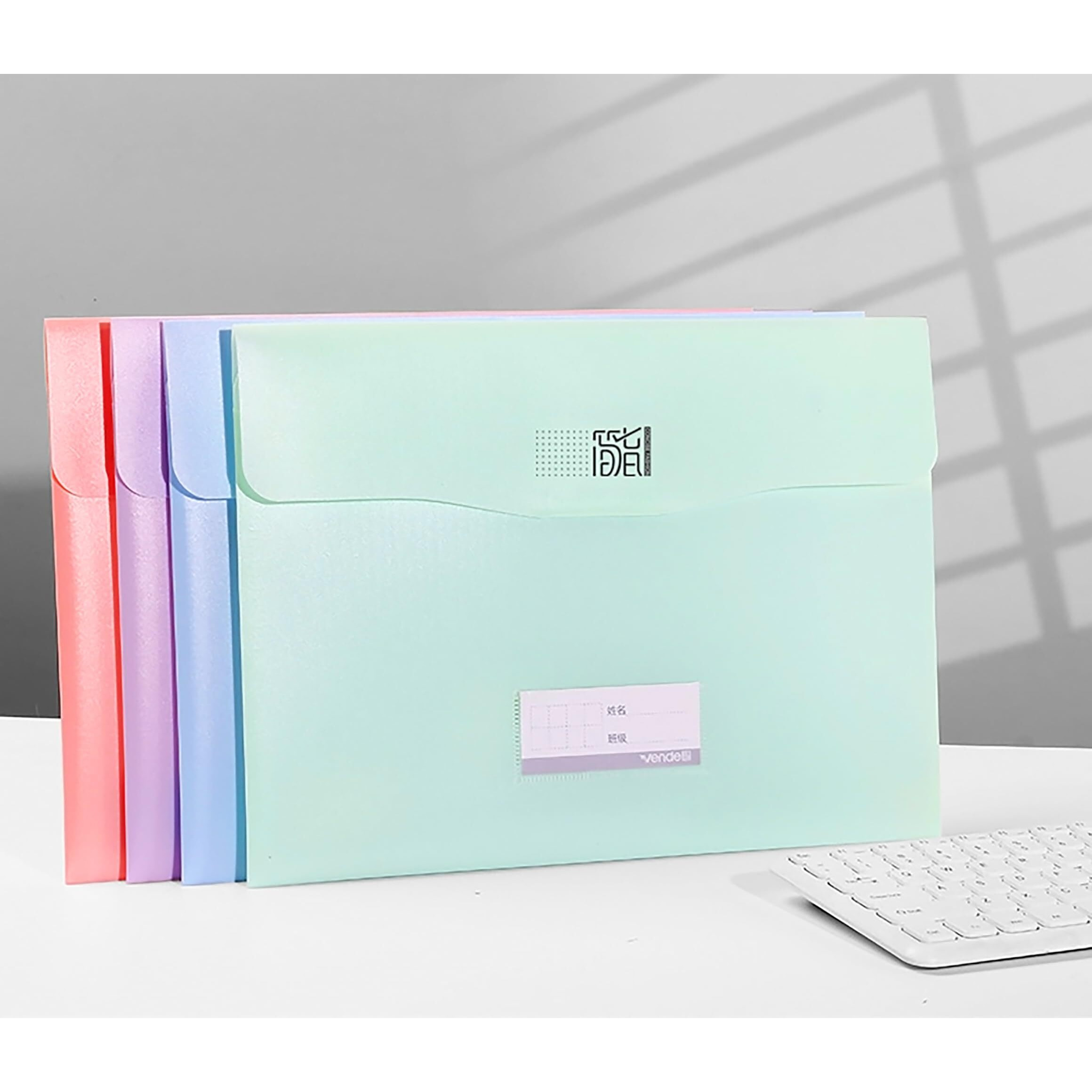 GLUN 11 Pockets File Organizer with Flap, Document Organizer, Folder with Hazy Pink Colour Pouch for School, Home & Office