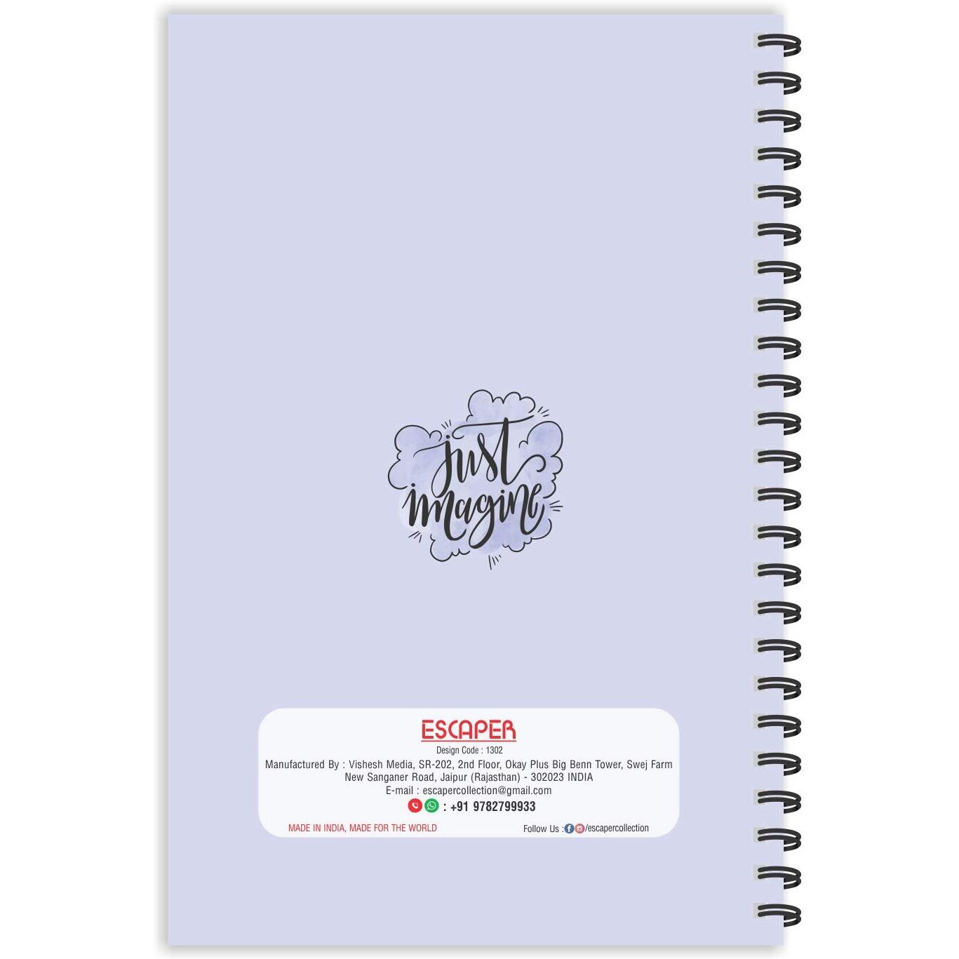 ESCAPER Just Imagine Diary, Ruled - A5 Size - 8.5 x 5.5 inches, Designer Motivational Diary, Quotes Diary, Diary Notepad, Diary for Office, Diary for Gift