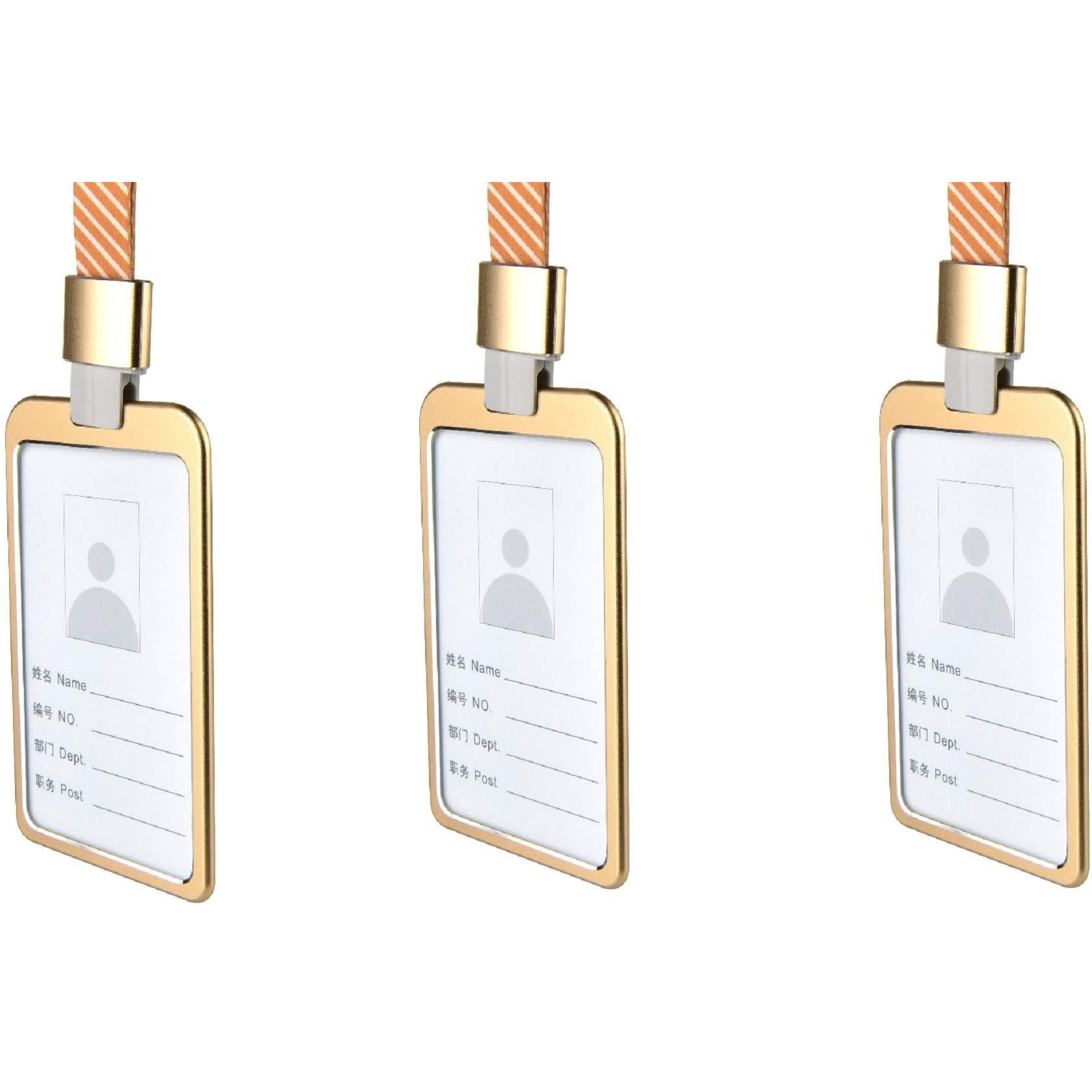 WHNOATOC Holder for Office,id Card Holder for Women,Golden id Card Holder for Men Stylish,id Card Holder for School Student,id Card Holder for Office Steel,Office id Card Covers Holders Pack 3