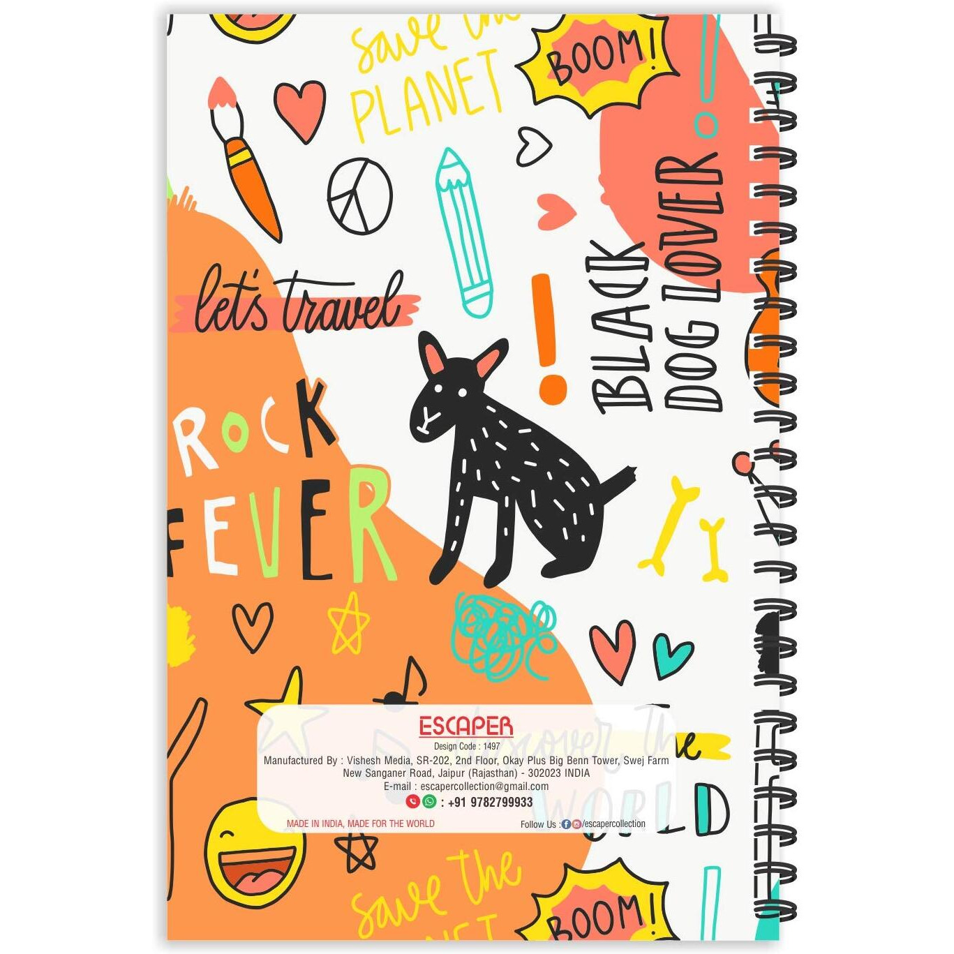 ESCAPER Enjoy Printed Diary, Ruled A5 Size - 8.5 x 5.5 inches Sketch Printed Diary, Pattern Printed Diary, Words Printed Diary, Diary Notepad, Diary for Office, Diary for Gift