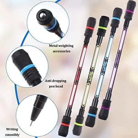 SHOPVILLA 4Set Spinning Pen Rolling Finger Rotating Pen Gaming Trick Pen Mod, Stress Releasing Brain Training Toys for Kids Adults Student Office Supplies, 4 Pieces pen mod