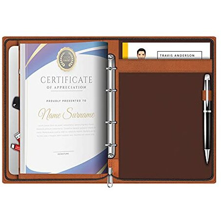 WHNOATOC Multipurpose Leatherette Professional File Folders for Certificates,Documents Holder, Document Bag, Portfolio, Executive File Legal Size Documents Holder with 20 Leafs for Men and Women,1pack