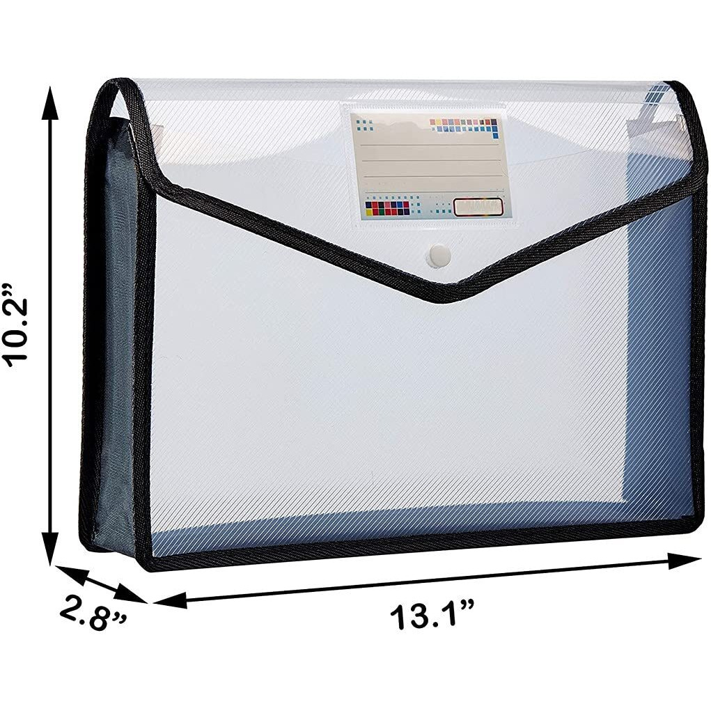 WHNOATOC Pack 5 Documents Holder Envelope Folder,File Storage Bag with Snap Button Transparent Plastic Files for Certificate File Holder/Document Folder for Certificate Legal Documents Organizers