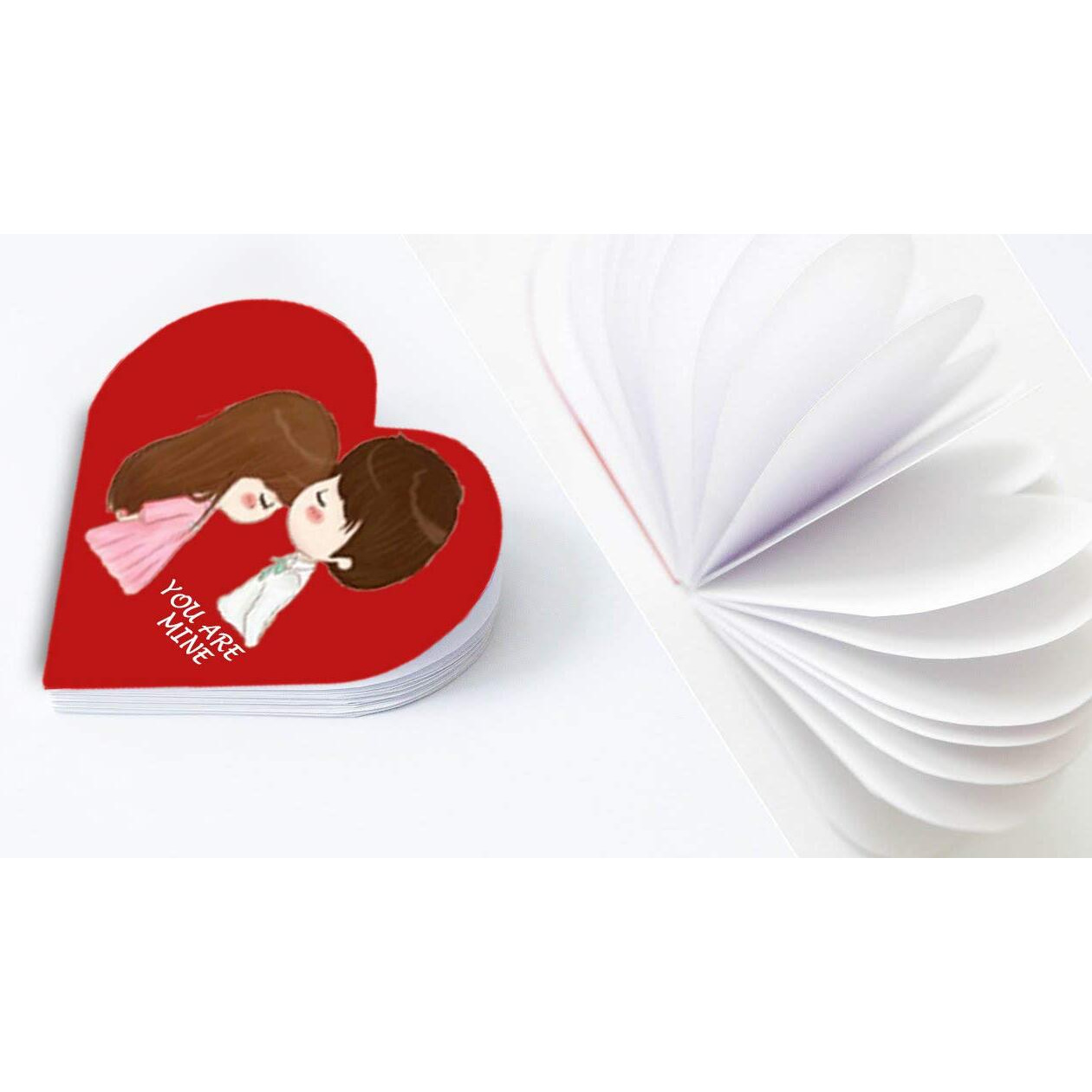 DI-KRAFT Printed Heart Shaped Writing Diary Journal Notepad Sketchbook Unruled Smooth Paper Sheets Notebook Planner Diaries for Loved Ones Valentine Gift - Red, 6x6 Inch [office_product]