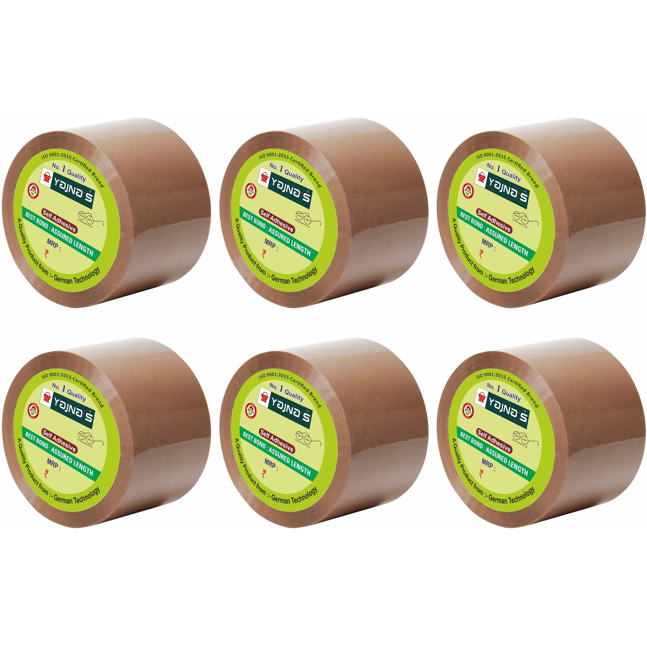 YAJNAS 48mm x 35 Meters, Pack of 6, Brown BOPP Tape Self Adhesive High-Strength Packing Tape Rolls, Packaging Tape | Brown Cello Tape | e Commerce Packaging Tape for Home, Office use & Box Packaging