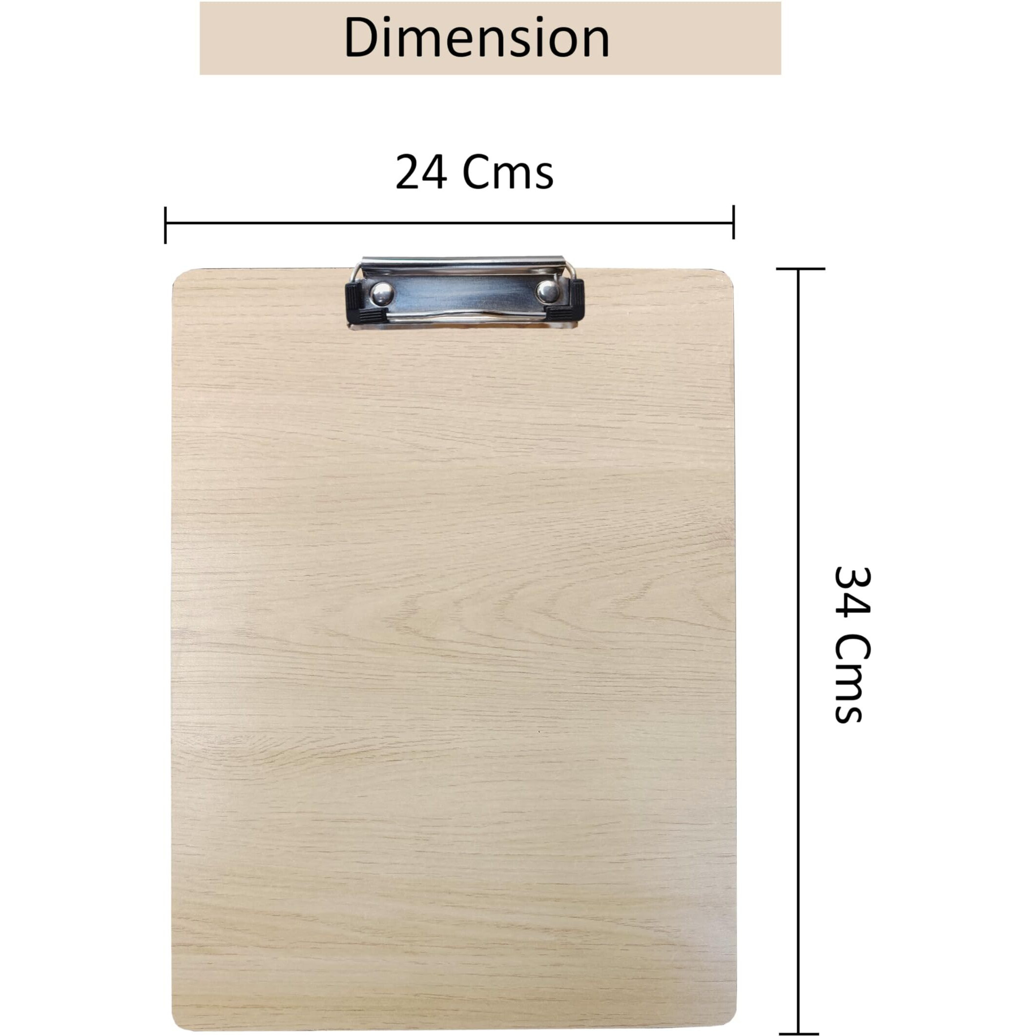 Eduway Exam Board Wooden/Writing/Clipboard  Lightweight MDF | Heavy Duty Clip for Office, School, Home, College, Shop - Teak Pack of 1 (Size- 34x24 Cms)