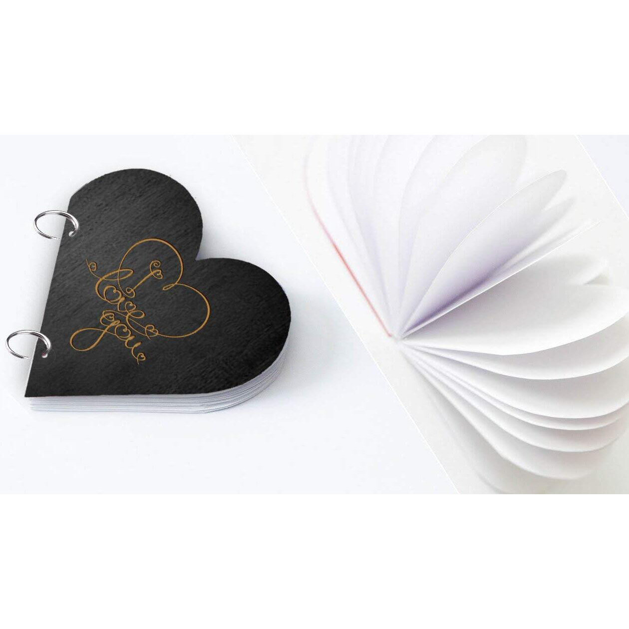 DI-KRAFT Printed Heart Shaped Writing Diary Journal Notepad Sketchbook Unruled Smooth Paper Sheets Notebook Planner Diaries for Loved Ones Valentine Gift - Black, 7 x 7 Inch