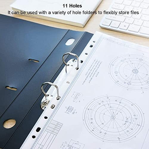 WHNOATOC 25 Pack 300 Micron Sheet Protectors,Heavyweight Non-Glare,Plastic Clear Folder Leafs Document Sleeves,Reinforced 11-Hole, Acid-Free, Archival Safe for Documents and Photos (A-4 Size)