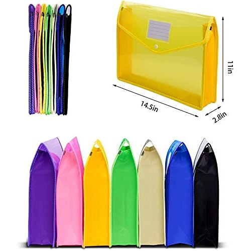 WHNOATOC Pack 5 Documents holder Envelope Folder,File Storage Bag with Snap Button Transparent Plastic files Certificate File Holder/Document Folder for Certificate Legal Document Organizer Multicolor