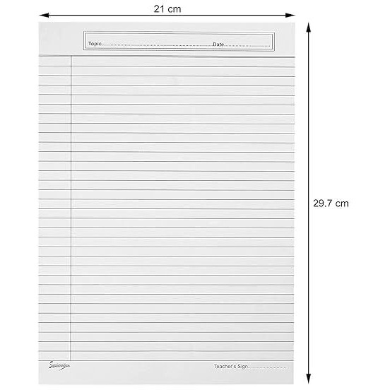 ZEBRIC A4 90 GSM Both Side Ruled Sheets for Project/Assignment/Practical/Homework (A4-40, WHITE)