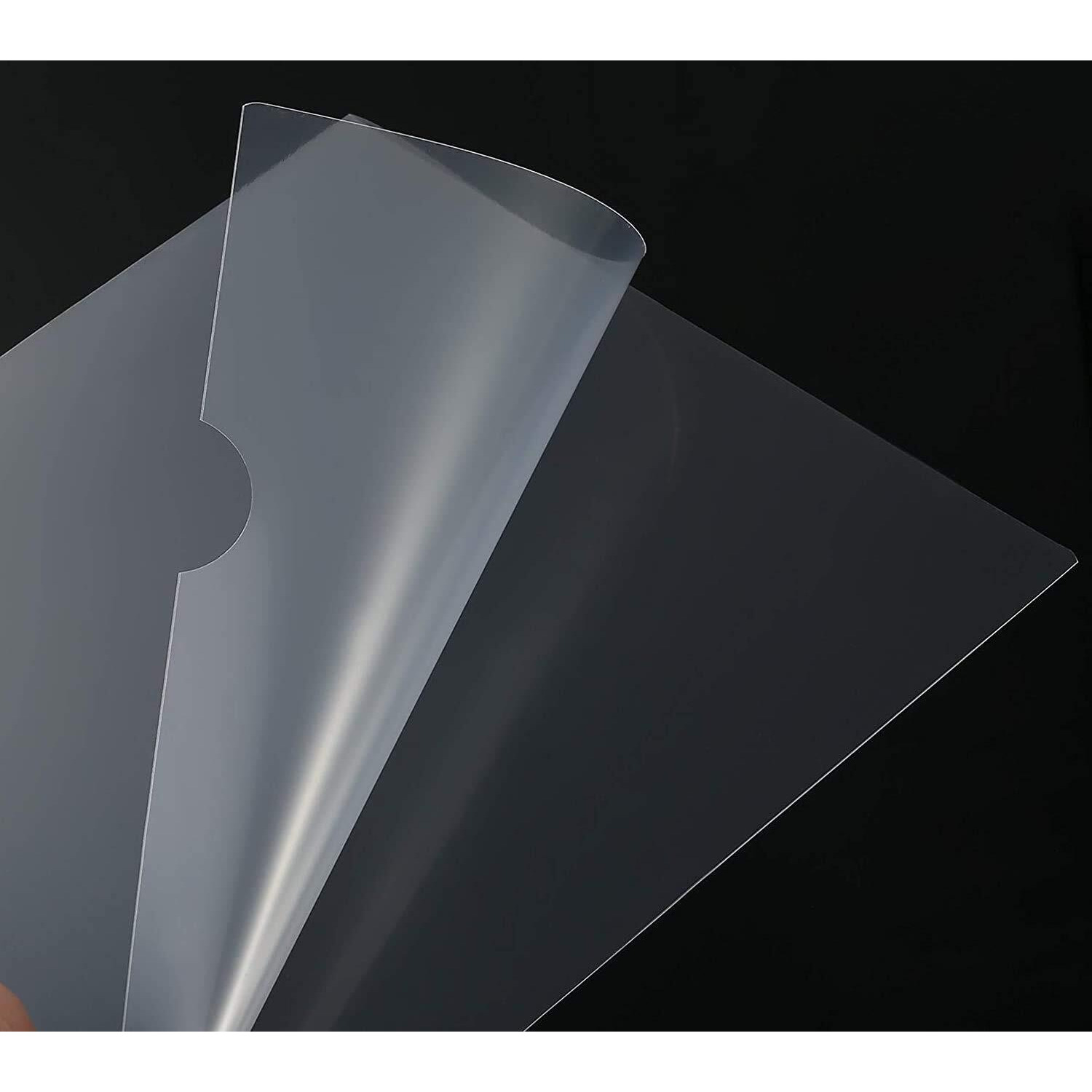GreatDio L-Type Transparent A4 Size Document Sleeve Project Document Holder Plastic Folder for Document Paper Certificate - 60 Pcs