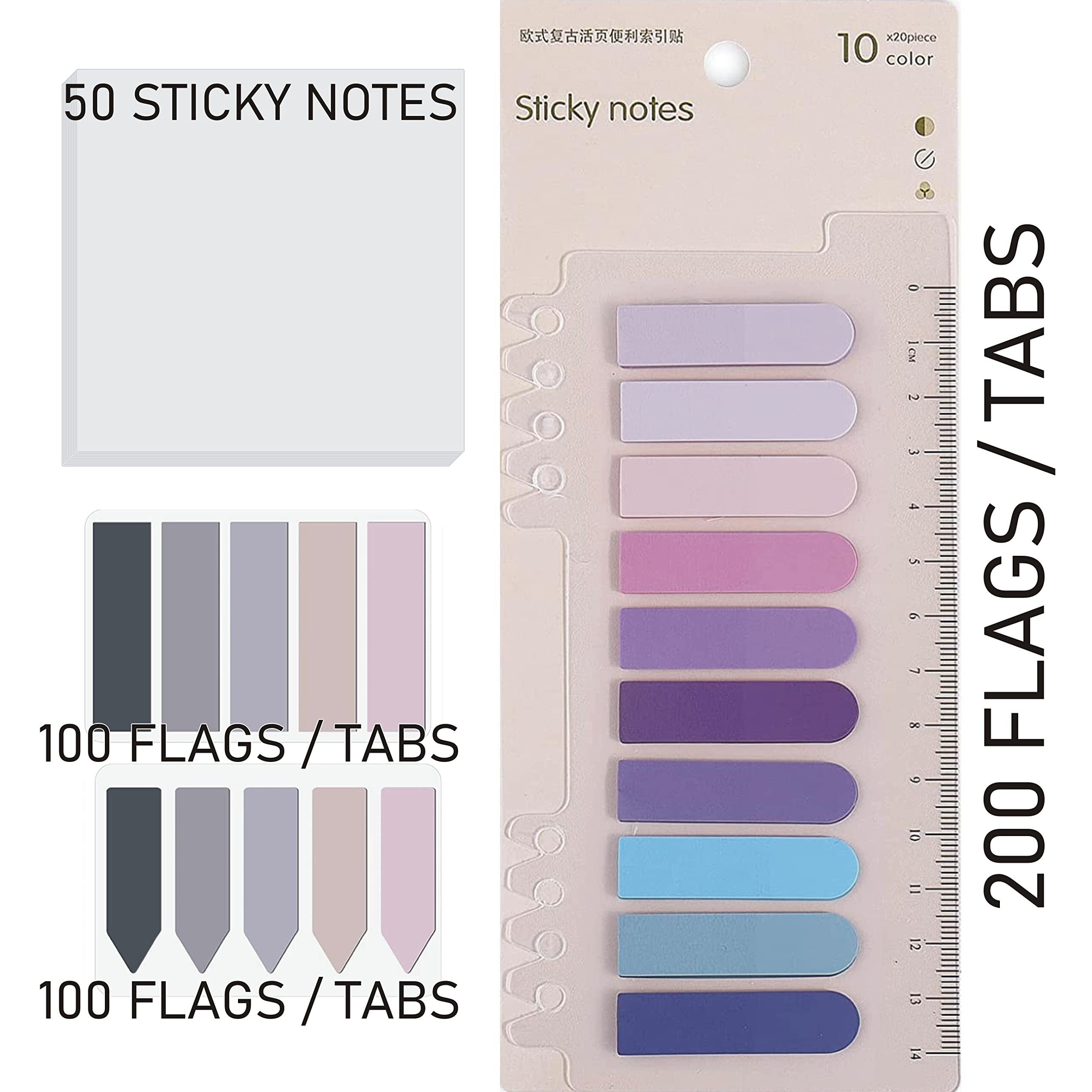 IMPRINT Combo of 4 Types of self Sticky Notes on Soft Pastel Colours - Total 450 Flags.