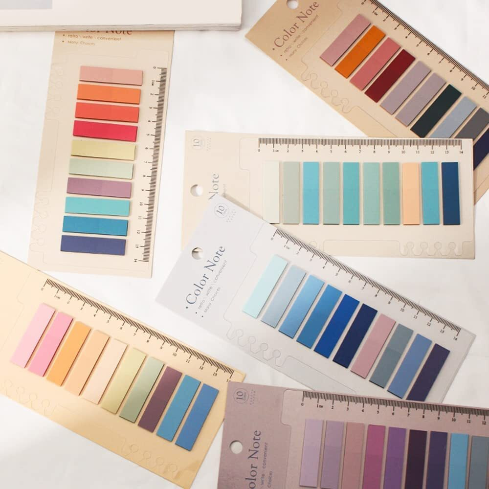 IMPRINT Sticky Index Tabs Morandi Page Flags Book Annotating Markers & Transparent Sticky Notes 3x3 Inch Clear See Through Pads Annotation Color Memo Waterproof Stick Notes | 1500 Pcs