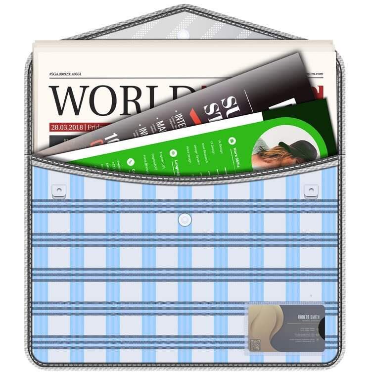 WHNOATOC Documents Holder Envelope Folder, Stylist Printed File Storage Bag with Snap Button Transparent Plastic File for documents Certificate File Holder/Document Folder Organizer for Certificate Black