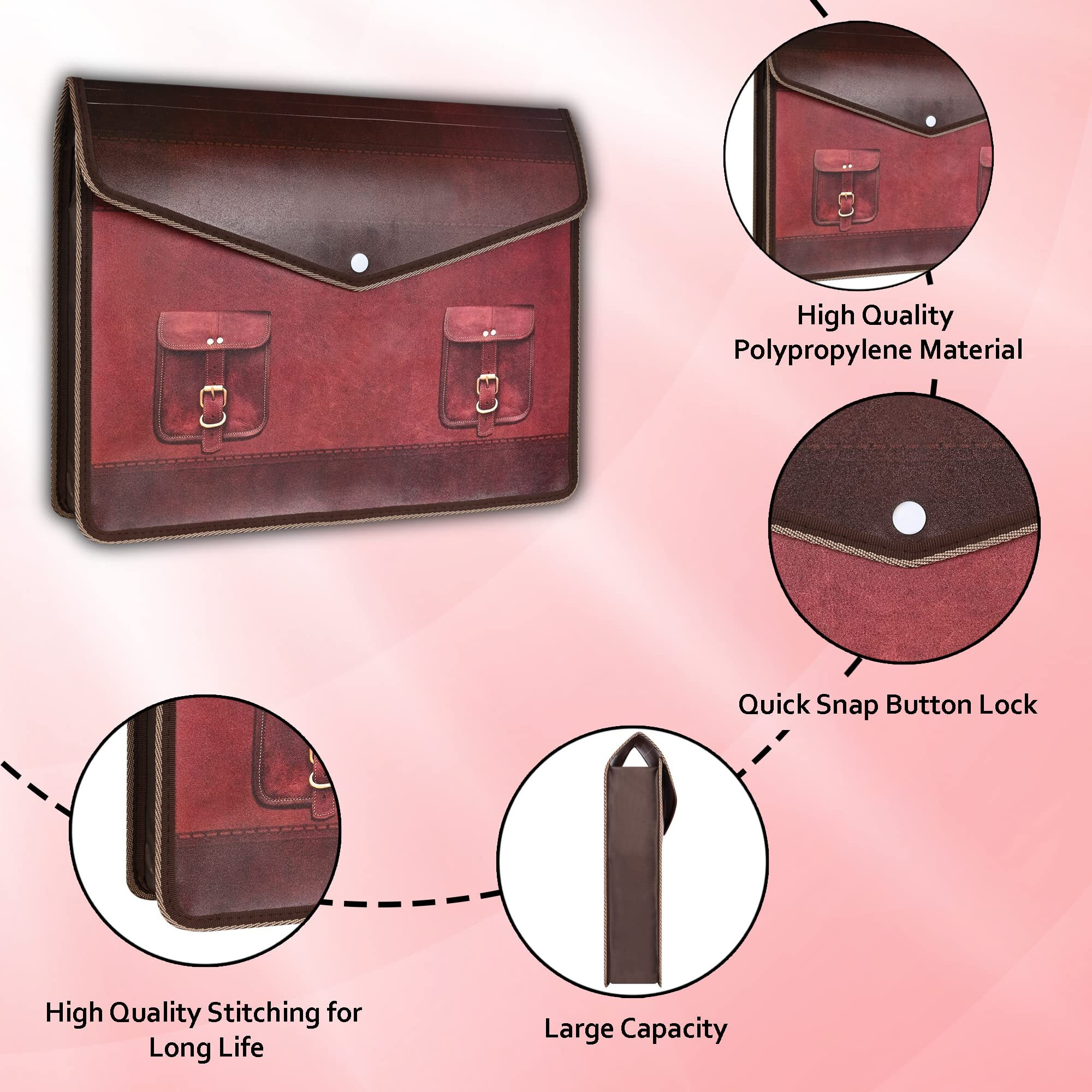 FEDUS Pack 6 Documents Holder Envelope Folder,Stylist Printed File Storage Bag with Snap Button Transparent Plastic File for documents Certificate File Holder/Document Folder Organizer for Certificate