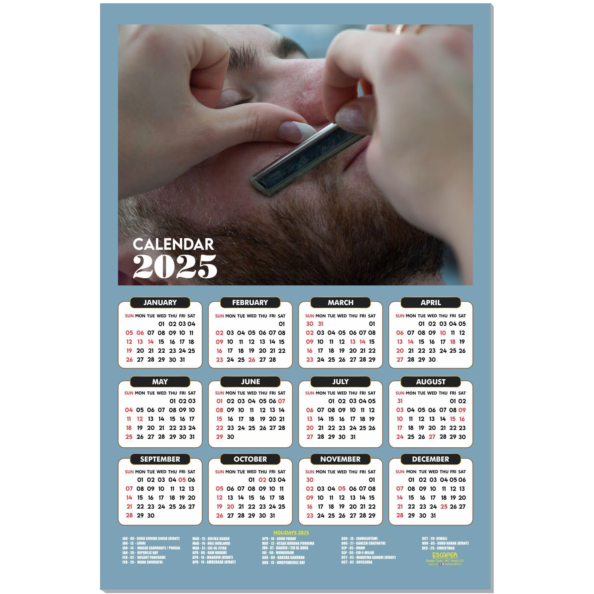 ESCAPER Beauty Salon Wall Calendar 2025 hanging (45 x 30 cm), Beauty Parlour Wall Calendar 2025, Beauty Parlor Wall Calendar 2025, Beauty Parlour Photo, Beauty Salon Wall Photos, Salon decoration