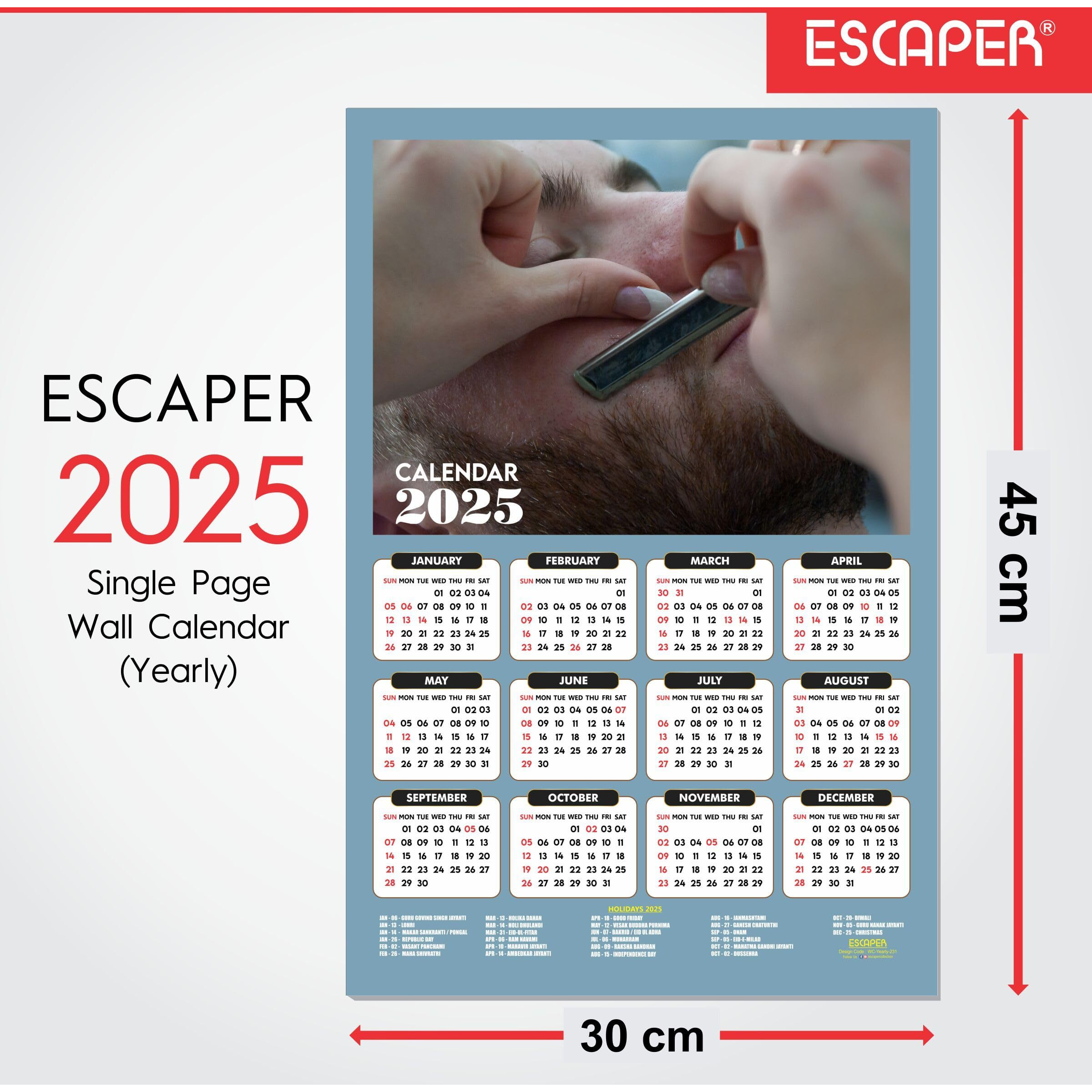 ESCAPER Beauty Salon Wall Calendar 2025 hanging (45 x 30 cm), Beauty Parlour Wall Calendar 2025, Beauty Parlor Wall Calendar 2025, Beauty Parlour Photo, Beauty Salon Wall Photos, Salon decoration
