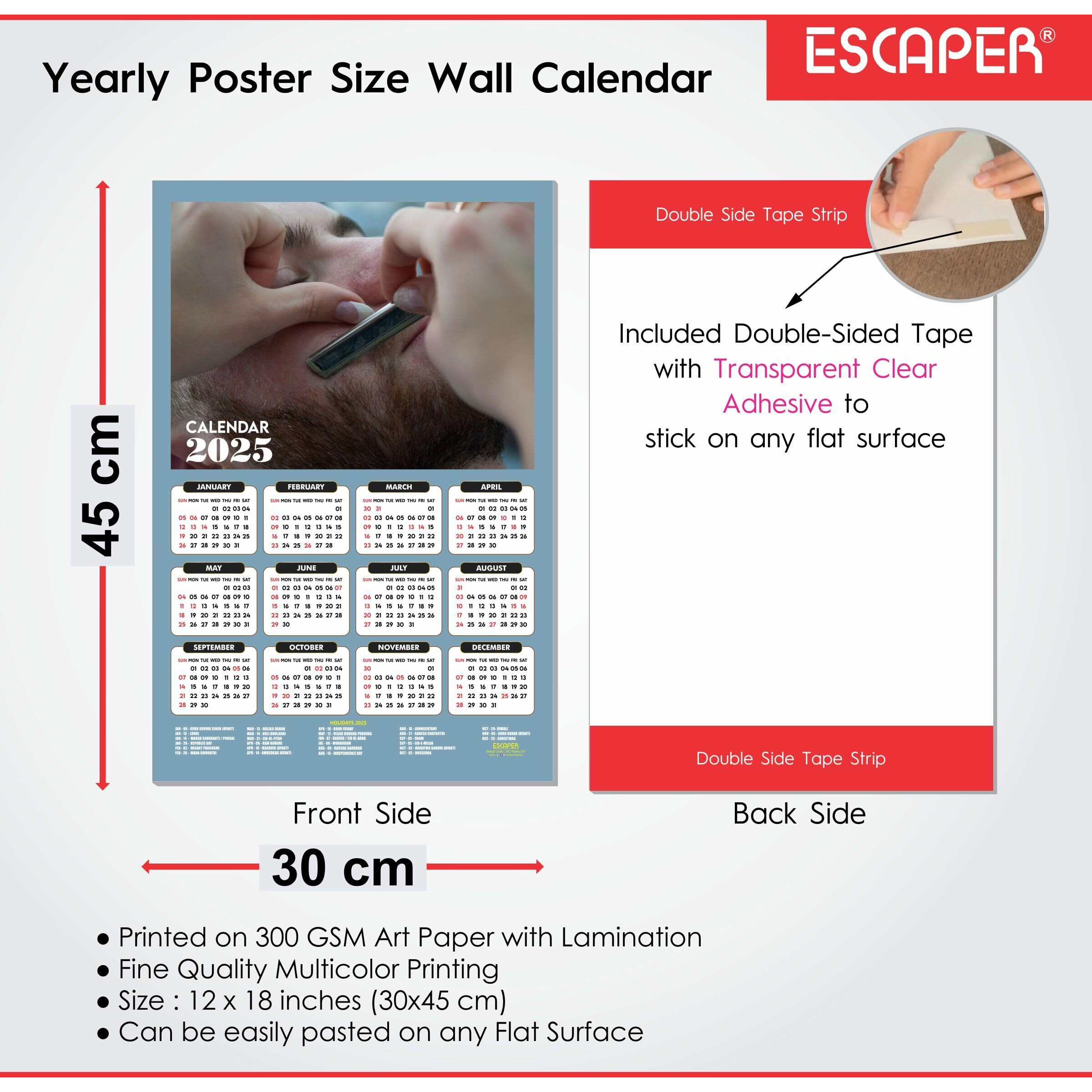 ESCAPER Beauty Salon Wall Calendar 2025 hanging (45 x 30 cm), Beauty Parlour Wall Calendar 2025, Beauty Parlor Wall Calendar 2025, Beauty Parlour Photo, Beauty Salon Wall Photos, Salon decoration