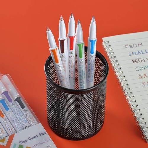 SHUTTLE ART 2 in 1 Colored Gel Pen, Dual Line Fine Piont 0.5mm Curve Highlighter Pen with 12 Colors, Drawing Pen Set for Journaling Scrapbook Note Taking Supplies,Pack of 6 Pens
