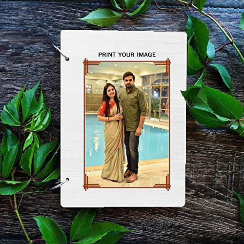 DI-KRAFT Handcrafted Wooden Printed Cover Smooth Paper Writing Daily Personalized Photo Diary Notebook Journal Planner Unruled Notepad Personal Diaries for Men and Women - White