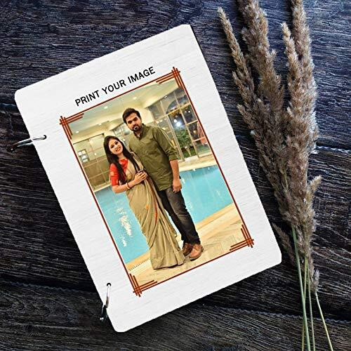 DI-KRAFT Handcrafted Wooden Printed Cover Smooth Paper Writing Daily Personalized Photo Diary Notebook Journal Planner Unruled Notepad Personal Diaries for Men and Women - White