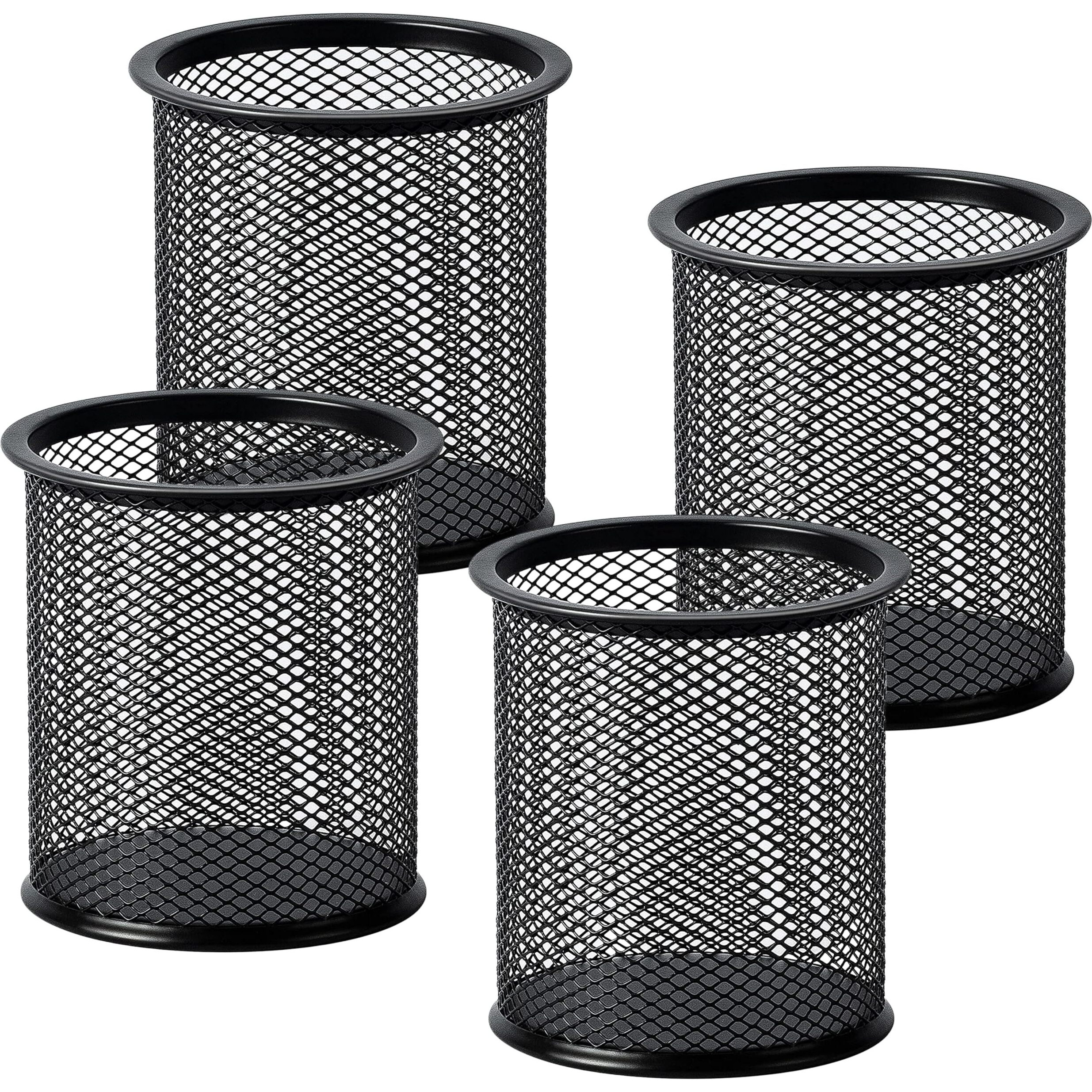 OFIXO 1 Compartment Metal Mesh Pen Stan_(Pack of 4)_Perfect Desktop Pen Organizer for Office, School, and Home - Sturdy and Sleek Design - Ideal for Pens, Pencils, Markers, and More