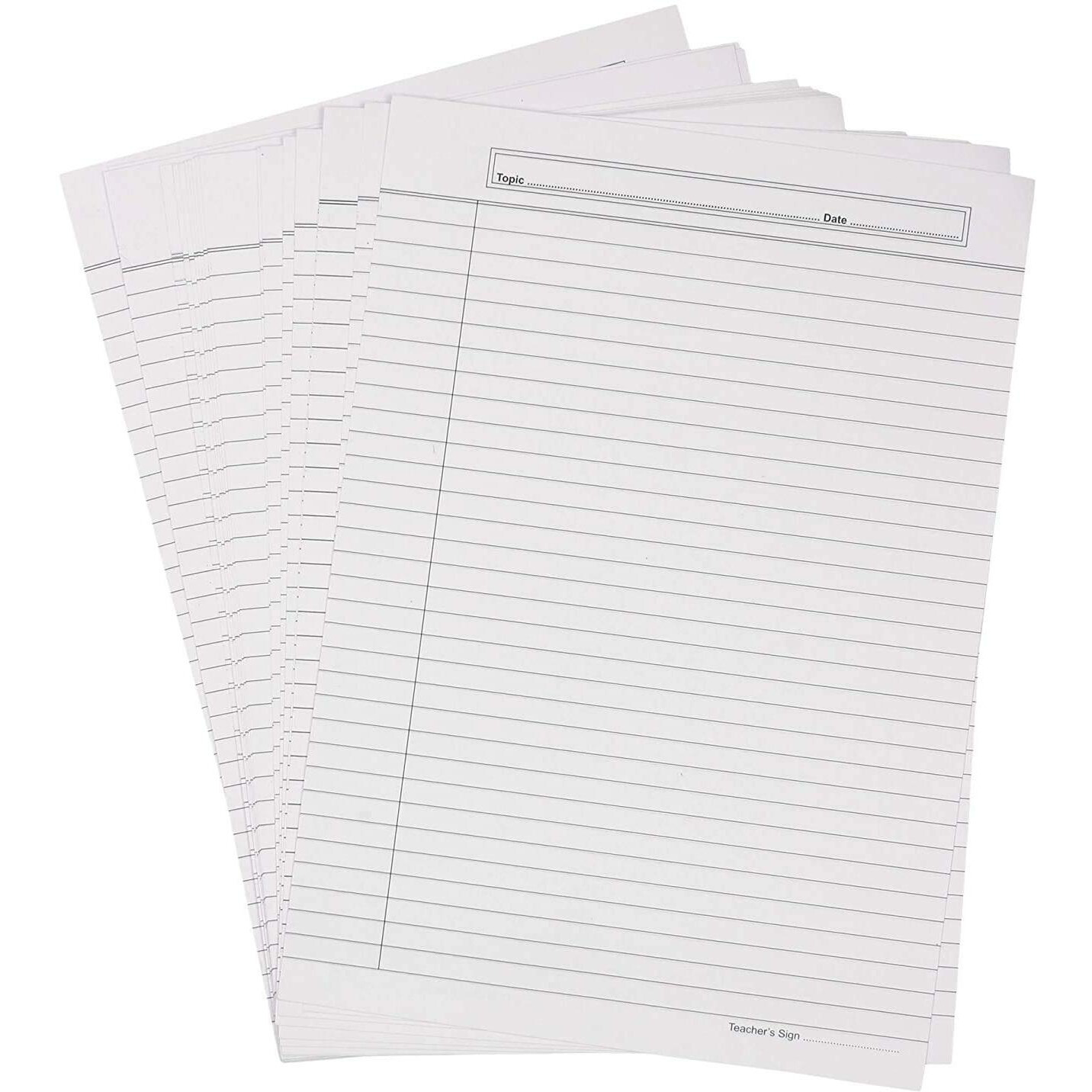 ZEBRIC A4 Size One Side Ruled Sheet for Project/Assignment/Practical/Homework 120-170 GSM (100 SHEETS)