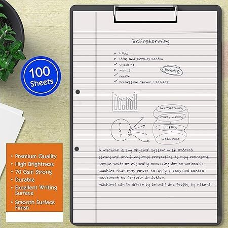 ZEBRIC A4 Size One Side Ruled Sheet for Project/Assignment/Practical/Homework 120-170 GSM (100 SHEETS)