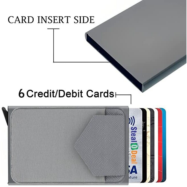 Stealodeal Slim Aluminium Silver Pop Up Debit & Credit with Leather Coin Pocket for Men & Women Card Holder