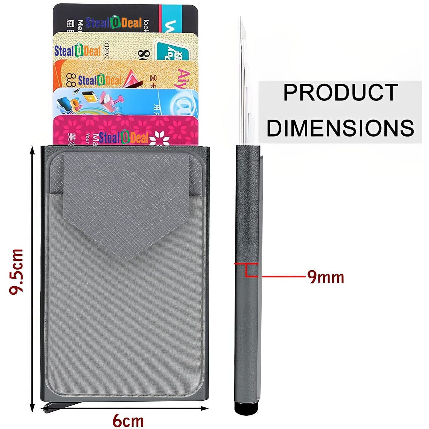 Stealodeal Slim Aluminium Silver Pop Up Debit & Credit with Leather Coin Pocket for Men & Women Card Holder