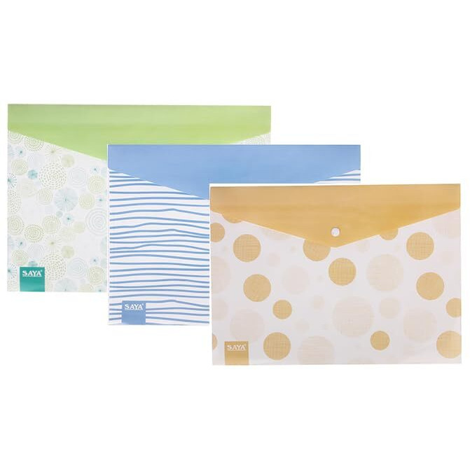 SAYA Document Organizer Bag | Waterproof Portfolio Case Milky Document Bag Transparent Envelope Holder Colored Storage Case, Snap Button Organizer Pack of 12