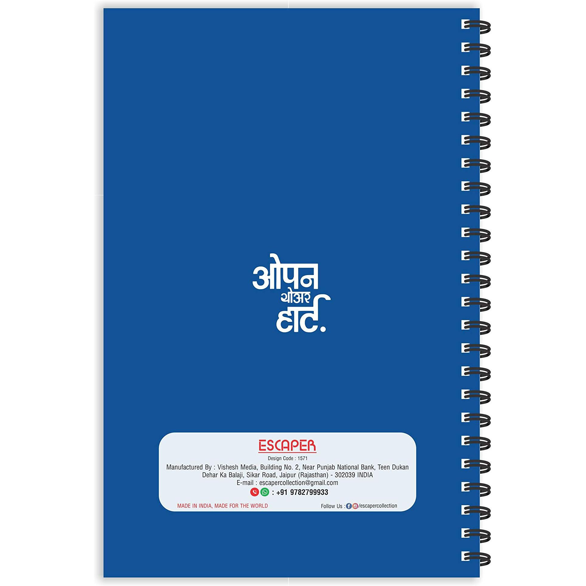 ESCAPER Open Your Heart Hindi Quotes Diary, Ruled - A5 Size - 8.5 x 5.5 inches Slogan Diary, Quotes on Diary, Funny Quotes Diary, Diary Notepad, Diary for Office, Diary for Gift