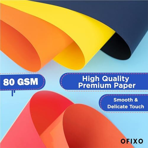 OFIXO A4 Color Paper Premium Neon Colours Pack of 100 Sheets (10 Colors x 10 Sheets Each Colour) for Art & Craft Work. (80 GSM)_Pack of 2