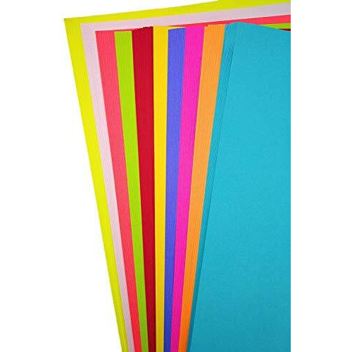 OFIXO A4 Color Paper Premium Neon Colours Pack of 100 Sheets (10 Colors x 10 Sheets Each Colour) for Art & Craft Work. (80 GSM)_Pack of 2