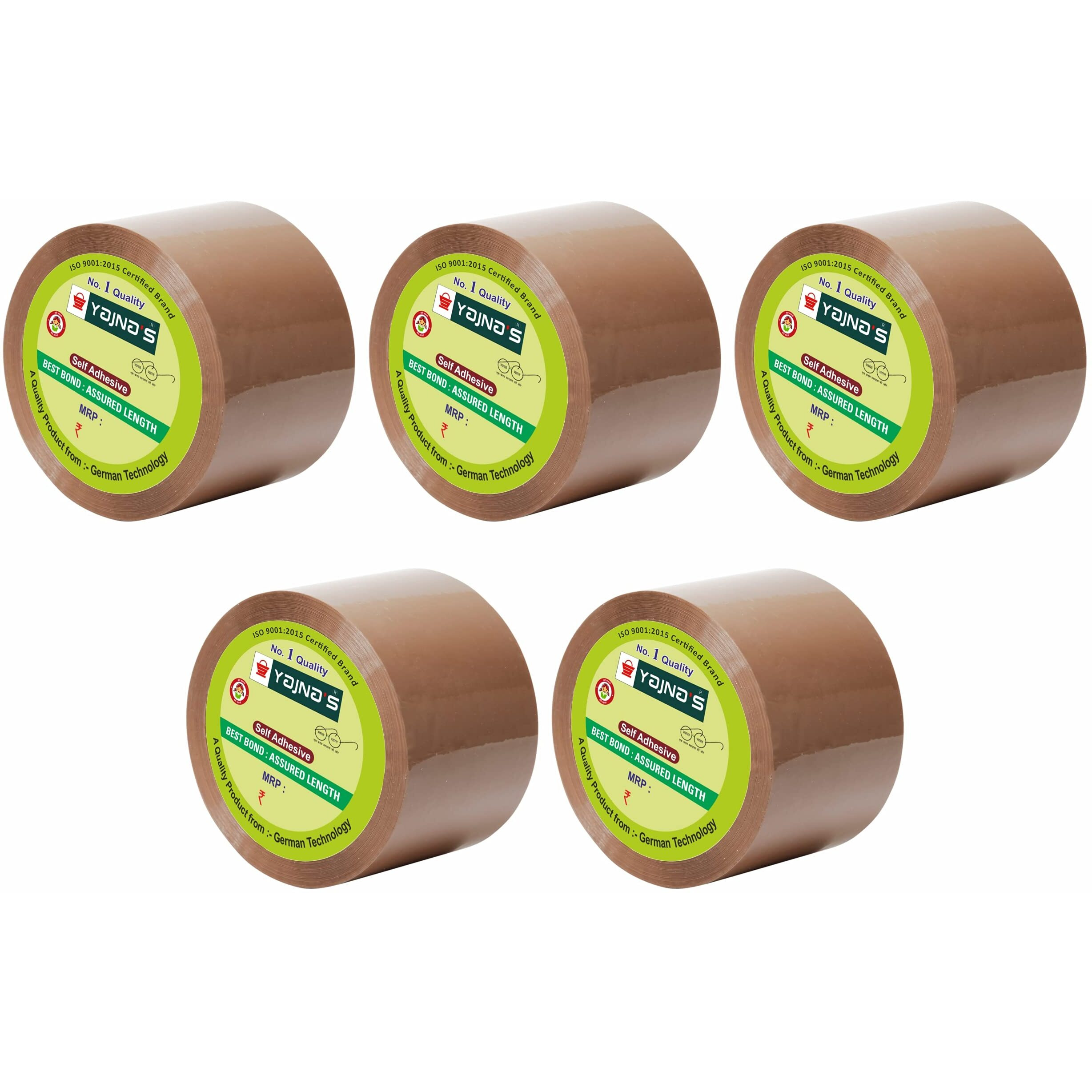 YAJNAS 48mm x 35 Meters, Pack of 5, Brown BOPP Tape Self Adhesive High-Strength Packing Tape Rolls, Packaging Tape | Brown Cello Tape | e Commerce Packaging Tape for Home, Office use & Box Packaging