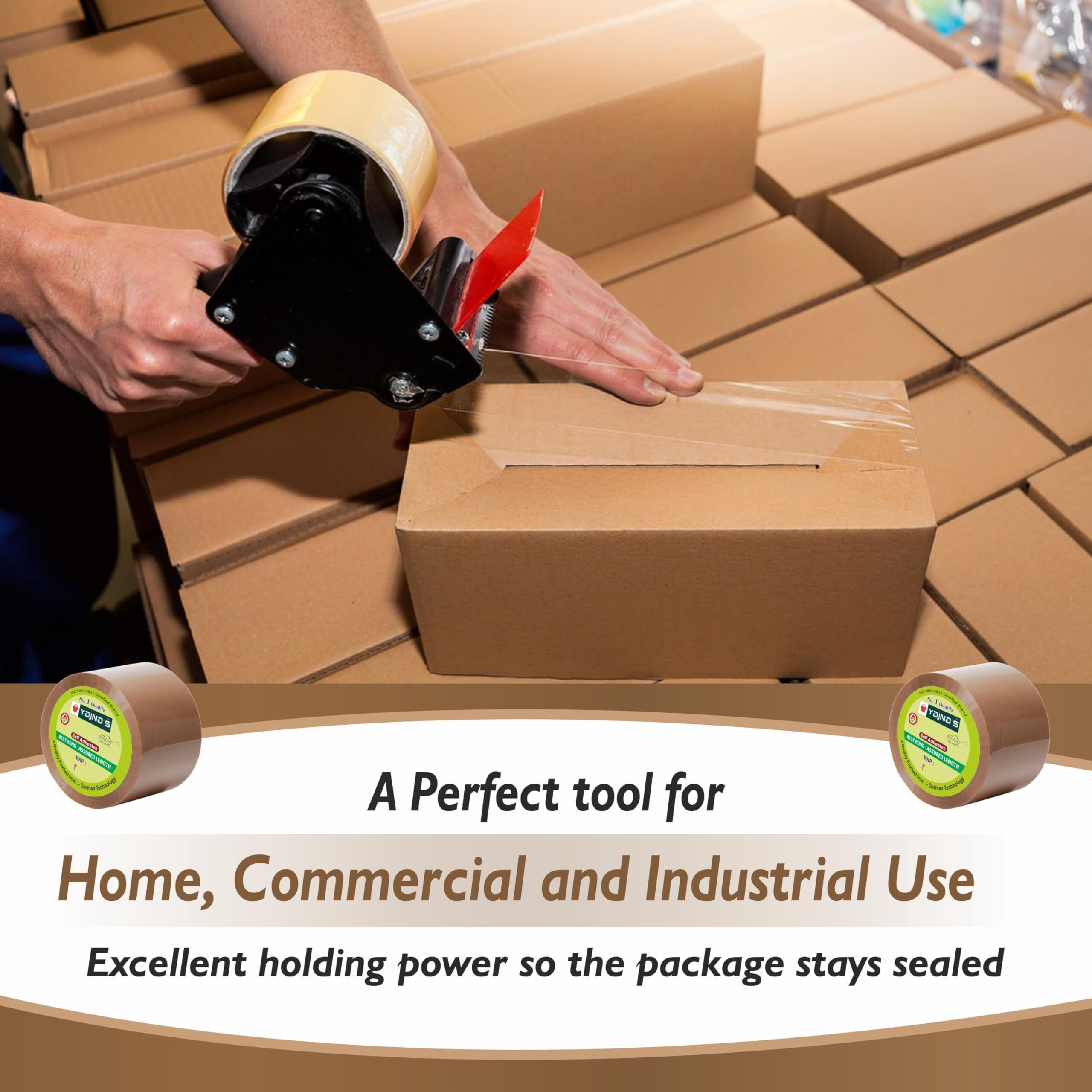 YAJNAS 48mm x 35 Meters, Pack of 5, Brown BOPP Tape Self Adhesive High-Strength Packing Tape Rolls, Packaging Tape | Brown Cello Tape | e Commerce Packaging Tape for Home, Office use & Box Packaging
