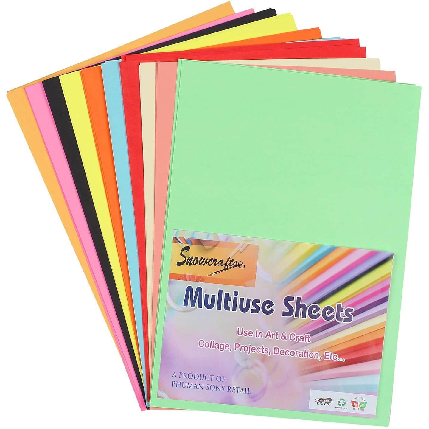 Zebric A4 Size Premium Coloured Paper/Sheets For Art & Craft Projects School Colleges (Pack of 50 Sheets)